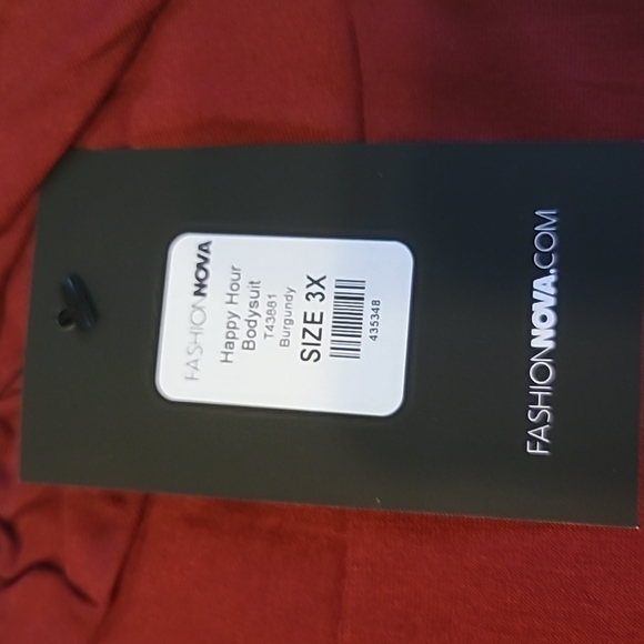 Fashion Nova Off the Shoulder Ruffle Plus Size Bodysuit, Burgundy, 3X - Picture 5 of 6